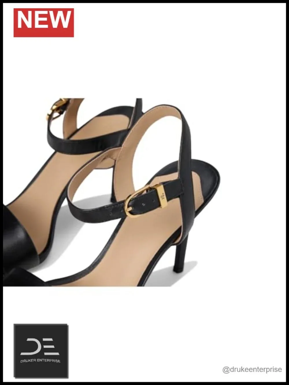 Burnished Leather Heeled Sandals Ankle Strap Padded Insole
